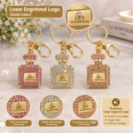 Custom Logo Crystal Perfume Bottle Keychain Charm Promo