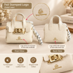 Custom Logo Mini PU Leather Bag Keychain Charm Promo - Image 2