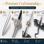 Custom Logo Fantasy Sword Dragon Metal Keychain Promo - Image 3