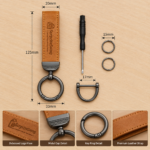Custom Logo PU Leather Car Keychain Carabiner Promo - Image 5