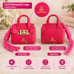 Custom Logo Mini PU Leather Bag Keychain Charm Promo - Image 6