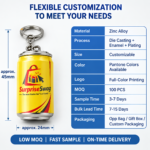 Custom Logo 3D Mini Beer Can Keychain Promo Souvenir - Image 6