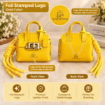 Custom Logo Mini PU Leather Bag Keychain Charm Promo - Image 7