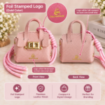 Custom Logo Mini PU Leather Bag Keychain Charm Promo - Image 8