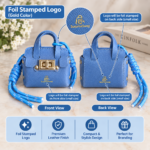Custom Logo Mini PU Leather Bag Keychain Charm Promo - Image 9