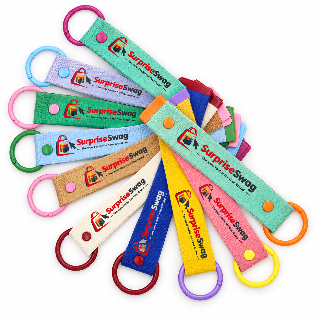 Keychain (4) Custom Logo 32mm Canvas Webbing Keychain Promo Gift - Image 1