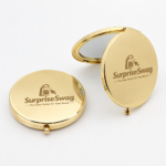 Custom Logo Round Metal Compact Mirror Gold Promo Gift