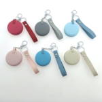 Custom Logo Heart PU Leather Compact Mirror Keychain - Image 2