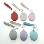 Custom Logo Heart PU Leather Compact Mirror Keychain - Image 4