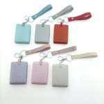 Custom Logo Heart PU Leather Compact Mirror Keychain - Image 5