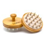 Custom Logo Bamboo Silicone Scalp Massage Shampoo Brush - Image 3