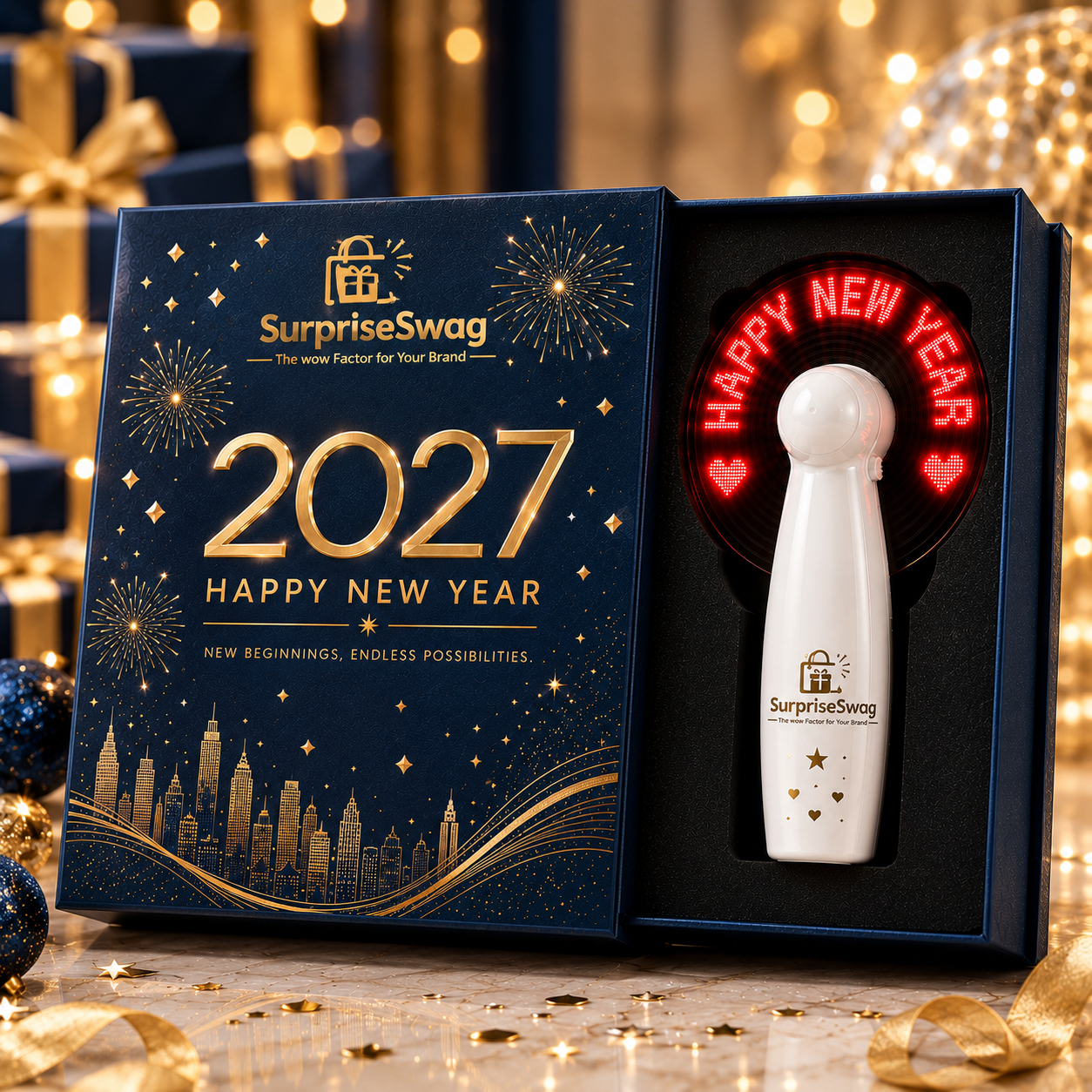 Message Fan (7) Custom Logo 2027 New Year LED Message Fan Gift - Image 1