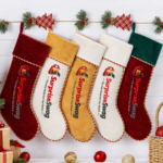 Custom Logo Luxury Velvet Christmas Stocking Promo Gift