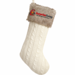 Custom Logo Cable Knit Christmas Stocking Fur Cuff Promo