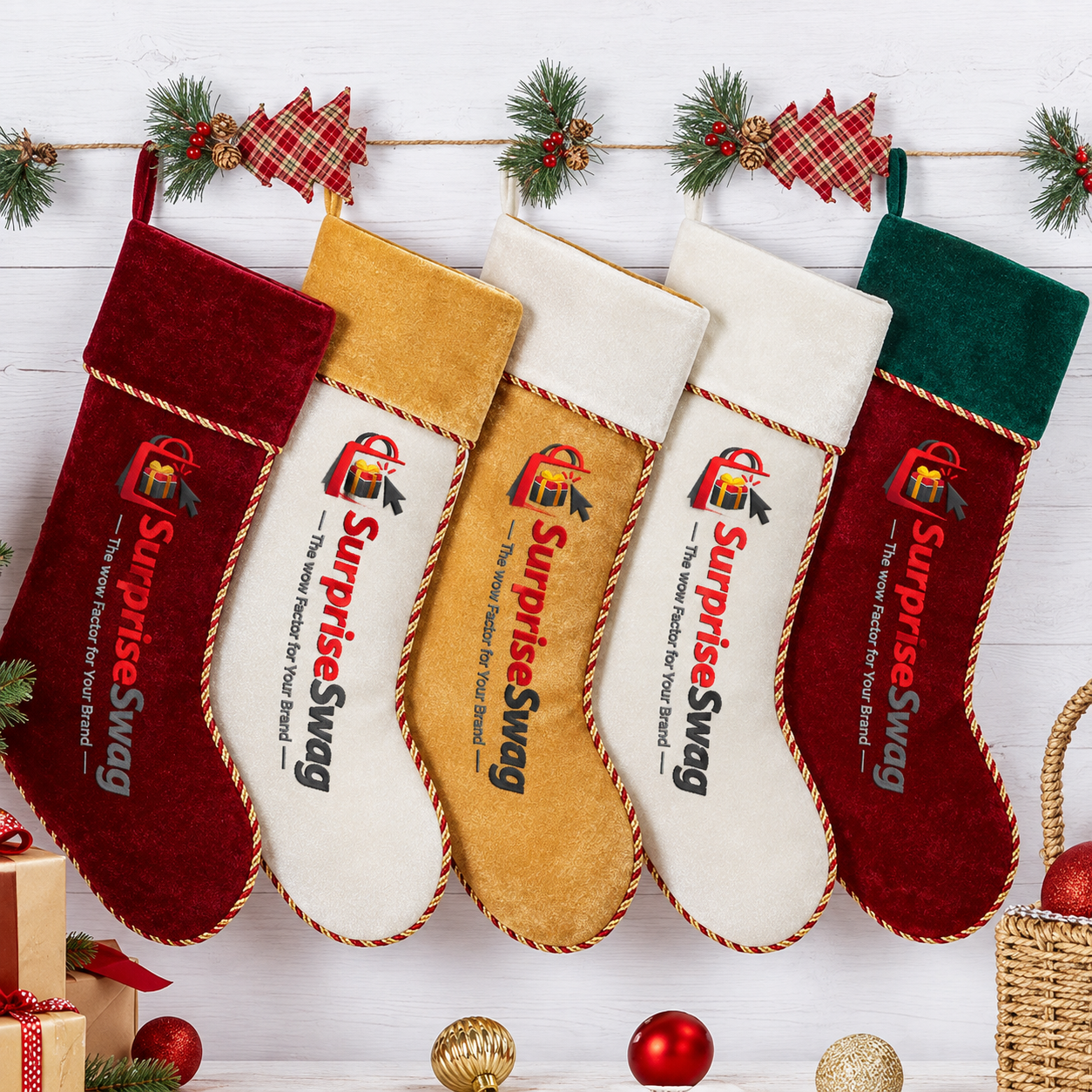 STOCKING 1 Custom Logo Luxury Velvet Christmas Stocking Promo Gift - Image 1