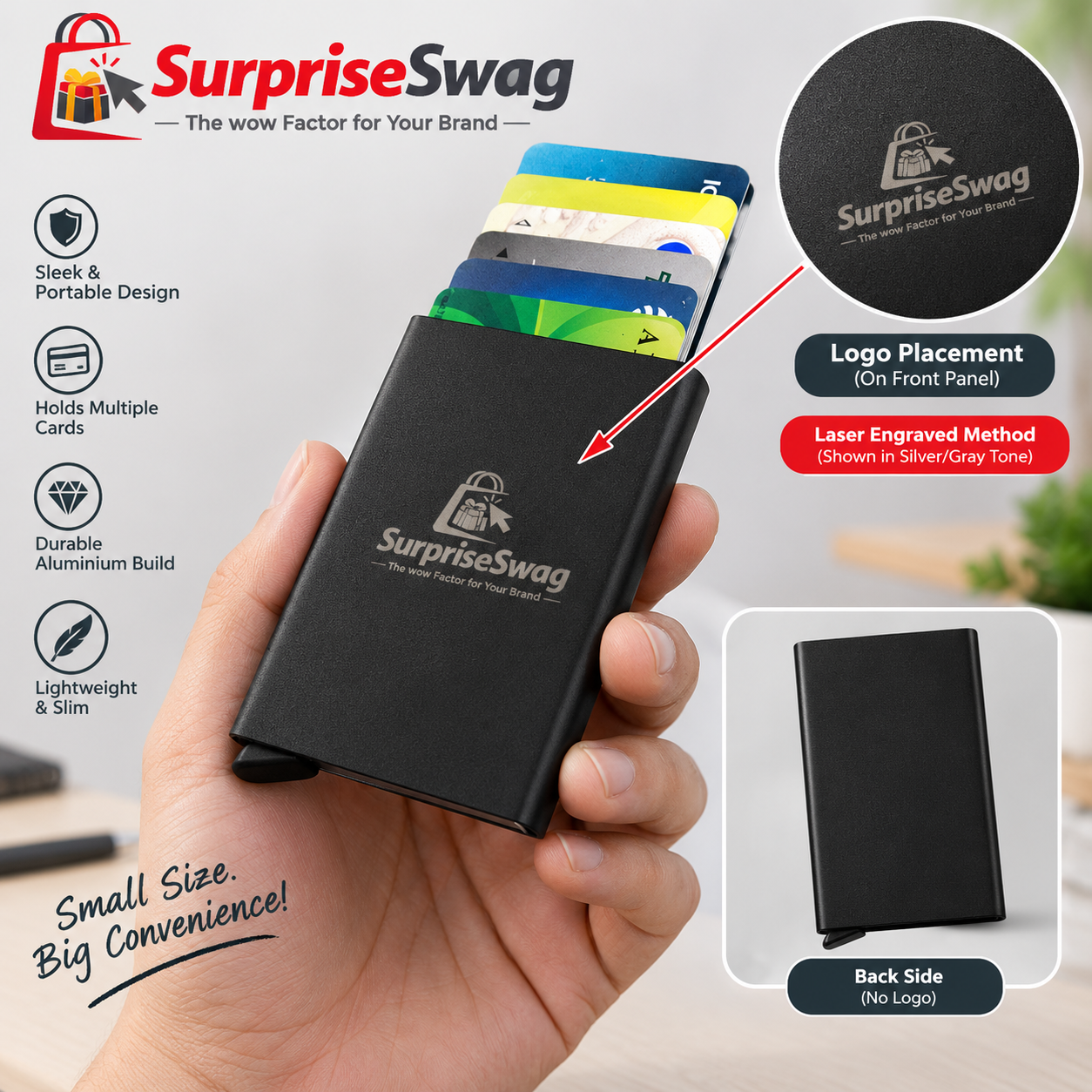 WALLET 1 Custom Logo Aluminum Pop-Up Card Holder RFID Promo - Image 1